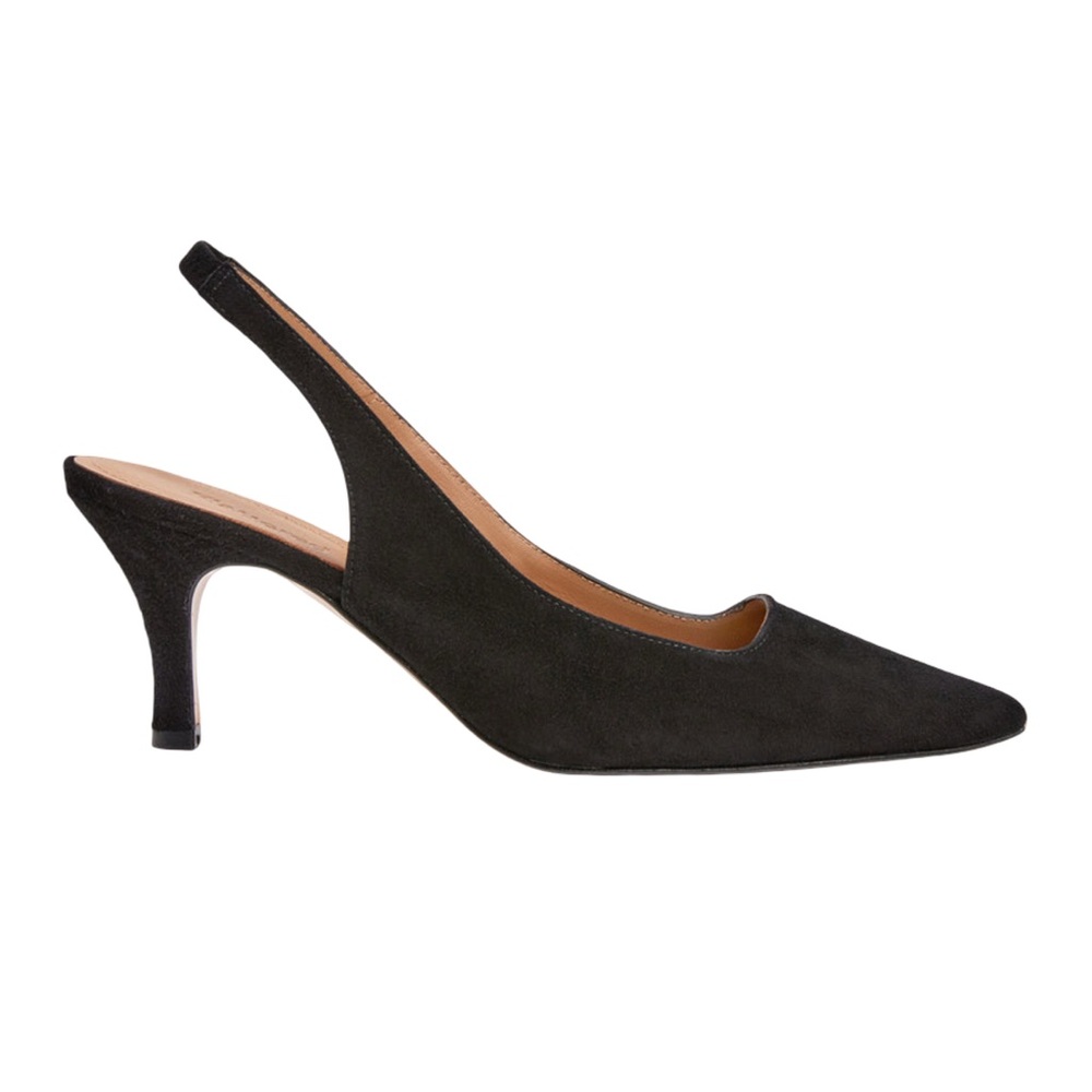 FLATTERED Black Franchesca Suede Slingback Heels Shoes Includes Dustbag and Box